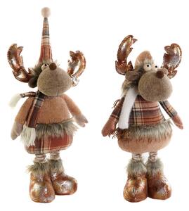 Christmas bauble DKD Home Decor Brown Reindeer 18 x 17 x 48 cm (2 Units)