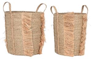 Basket set Home ESPRIT Natural Seagrass Tropical (2 Pieces)