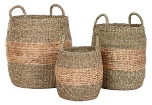 Basket set Home ESPRIT Natural Water hyacinth Tropical (3 Pieces)