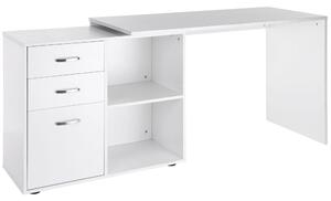 HOMCOM Corner Computer Desk with Drawer, Shelf, and File Cabinet, L-Shaped Workstation, Home Office Desk, White Aosom UK