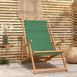 Folding Beach Chair Solid Wood Teak Green