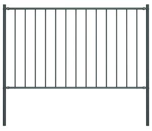 Fence Panel with Posts Powder-coated Steel 1.7x1 m Anthracite