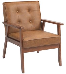 HOMCOM Retro-Style Accent Chair, with Faux Leather Seat - Brown
