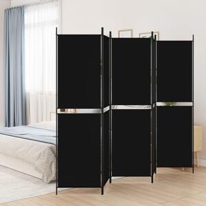 5-Panel Room Divider Black 250x200 cm Fabric