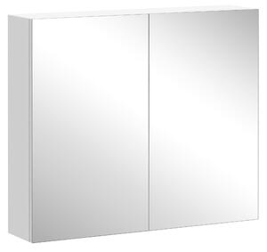 HOMCOM Wall Mounted Bathroom Mirror Cabinet, Double Door Storage Cupboard with Adjustable Shelf, 60H x 70W x 15D cm, White