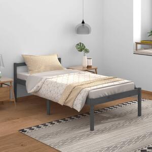 Bed Frame Grey 100x200 cm Solid Wood Pine