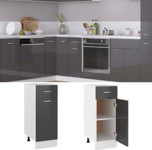 Drawer Bottom Cabinet High Gloss Grey 30x46x81.5 cm Engineered Wood
