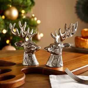 Silver Stag Aluminium Salt and Pepper Shakers Silver