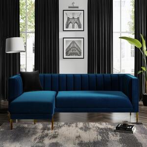 Bellamy Luxe Velvet Left Hand Corner Chaise Navy