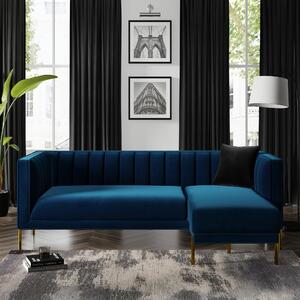 Bellamy Luxe Velvet Right Hand Corner Chaise Navy