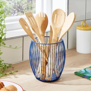 Elements Metal Wire Utensil Pot Blue