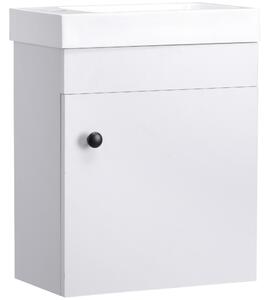 Kleankin Bathroom Vanity Unit with Basin, Wall Mounted Bathroom Wash Stand with Sink, Tap Hole and Storage Cabinet, White