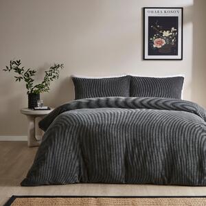 Felix Corduroy Duvet Cover and Pillowcase Set Charcoal (Grey)