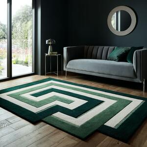 Maze Illusion Wool Rug Green