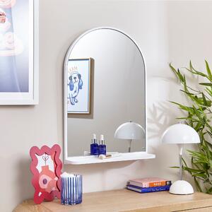 Arched Wall Mirror with Shelf White