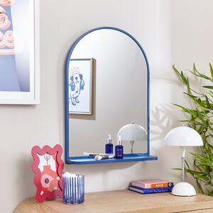 Arched Wall Mirror with Shelf Blue