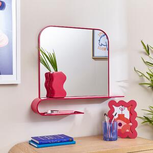 Elements Squoval Wall Mirror with Curling Shelf Magenta