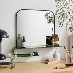 Elements Squoval Wall Mirror with Curling Shelf Emerald