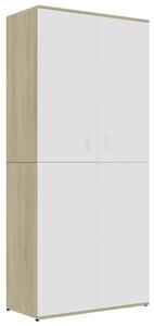 Shoe Cabinet White and Sonoma Oak 80x39x178 cm Engineered Wood