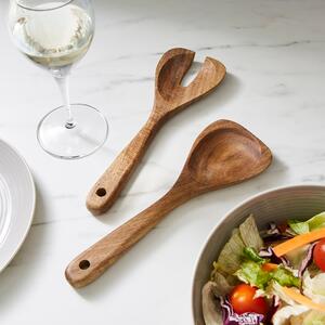 Wooden Salad Spoon and Fork Brown