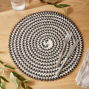 Set of 2 Monochrome Textured Placemats Black and white