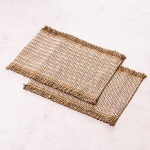 Pack of 2 Jute Geo Rectangle Placemats Natural