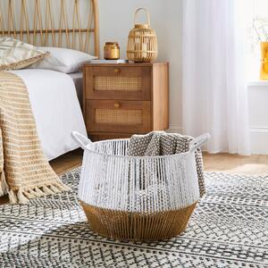 Block Colour Hand Knitted Storage Basket Natural
