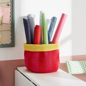 Elements Sutton Woven Stripe Fabrics Storage Basket Pink