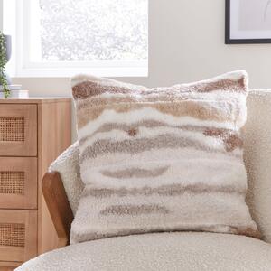 Abstract Fur Boucle Square Cushion Natural