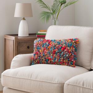 Ava Fluffy Texture Rectangle Cushion MultiColoured