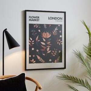 Flower Market London Framed Print Black