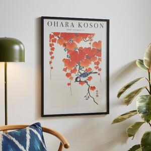 Bird and Red Ivy by Ohara Koson Framed Print Black