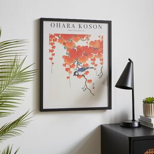 Bird and Red Ivy by Ohara Koson Framed Print Black