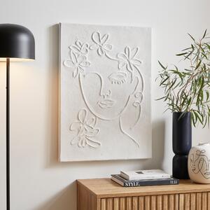 Lady's Face Textured Canvas White