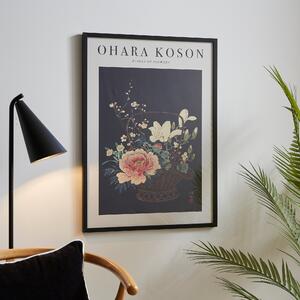 Basket of Flowers by Ohara Koson Framed Print Black