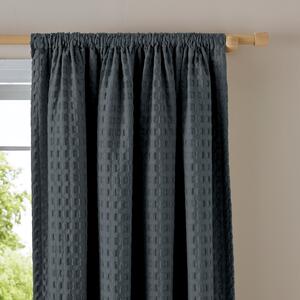 Emerson Waffle Slot Top Curtains Charcoal (Grey)