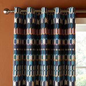 Oden Geometric Eyelet Curtains MultiColoured