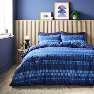 Oden Geometric Blue Duvet Cover and Pillowcase Set Blue