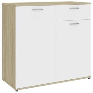 Sideboard White and Sonoma Oak 80x36x75 cm Engineered Wood
