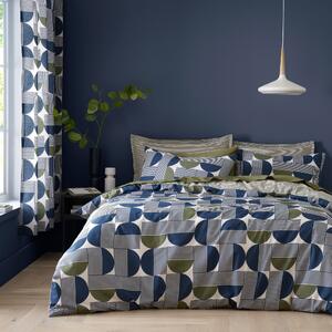 Bromley Modern Geo Navy Duvet Cover and Pillowcase Set Navy (Blue)