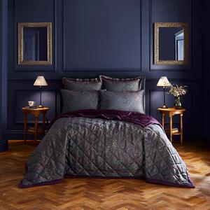 Dorma Paisley Jacquard Bedspread Damson (Purple)