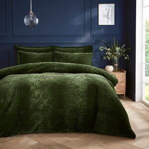 Haisley Geometric Olive Duvet Cover and Pillowcase Set Olive (Green)