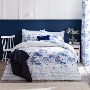 Modern Chinoiserie Duvet Cover & Pillowcase Set Blue