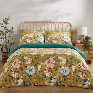 Ula Blooms Ochre Luxury Velvet Duvet Cover and Pillowcase Set Ochre