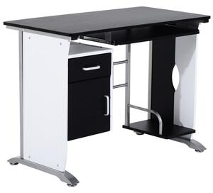 HOMCOM Office Desk, Computer Workstation with Sliding Keyboard Tray, Storage Drawers, Black
