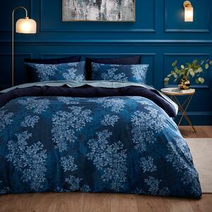 Zia Blossom Navy Duvet Cover and Pillowcase Set Navy (Blue)