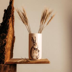 Tall Ceramic Hare Vase White