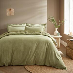 Lechlade Olive Cotton Duvet Cover and Pillowcase Set Olive (Green)