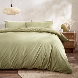 Harlem Narrow Stripe Olive Duvet Cover and Pillowcase Set Olive (Green)