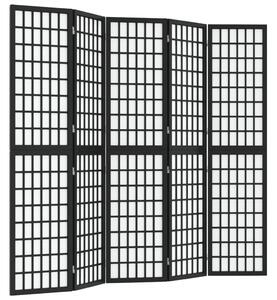 Folding 5-Panel Room Divider Japanese Style 200x170 cm Black